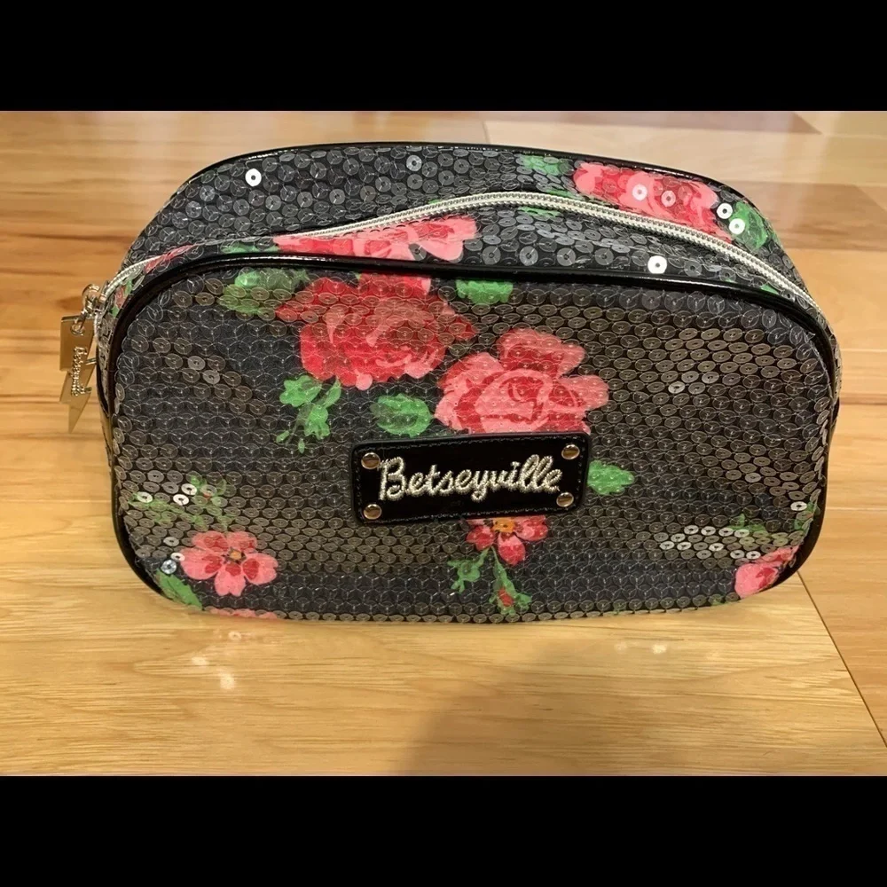 Betseyville floral sequined makeup bag